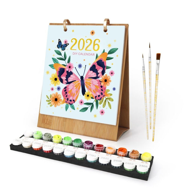 Paint by Numbers Calendar 2026 - Colorful Butterflies Figured'Art