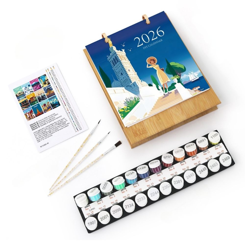 Paint by Numbers Calendar 2026 - World Travel