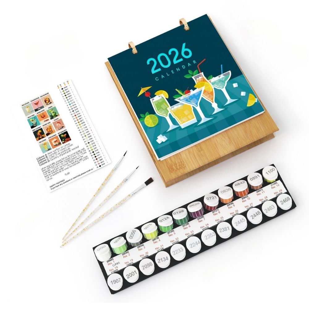 Paint by Numbers Calendar 2026 - Classic Cocktails