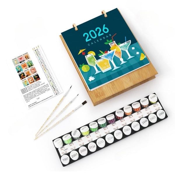 Paint by Numbers Calendar 2026 - Classic Cocktails