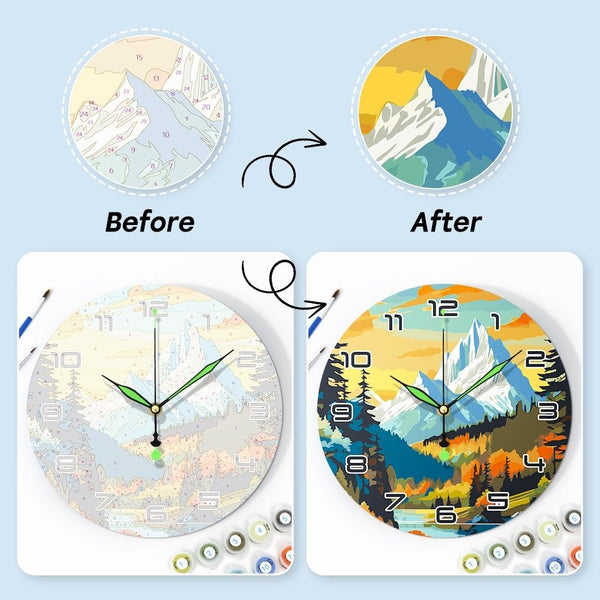 Paint by Numbers Clock - Twilight Mountain