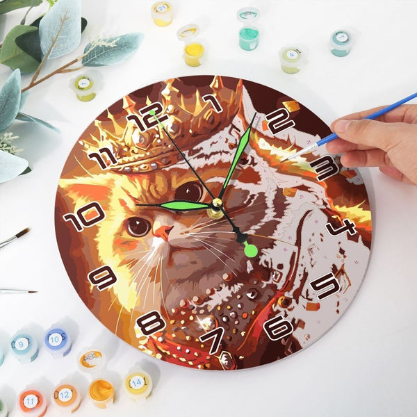 Paint by Numbers Clock - Royal Cat Figured'Art