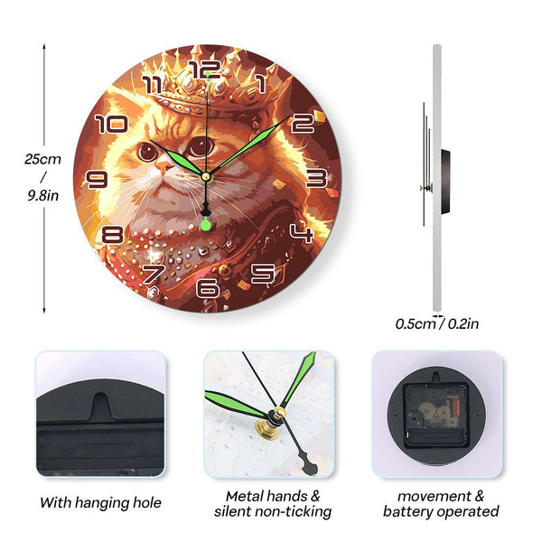 Paint by Numbers Clock - Royal Cat