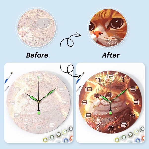 Paint by Numbers Clock - Royal Cat