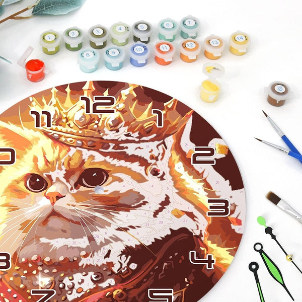 Paint by Numbers Clock - Royal Cat