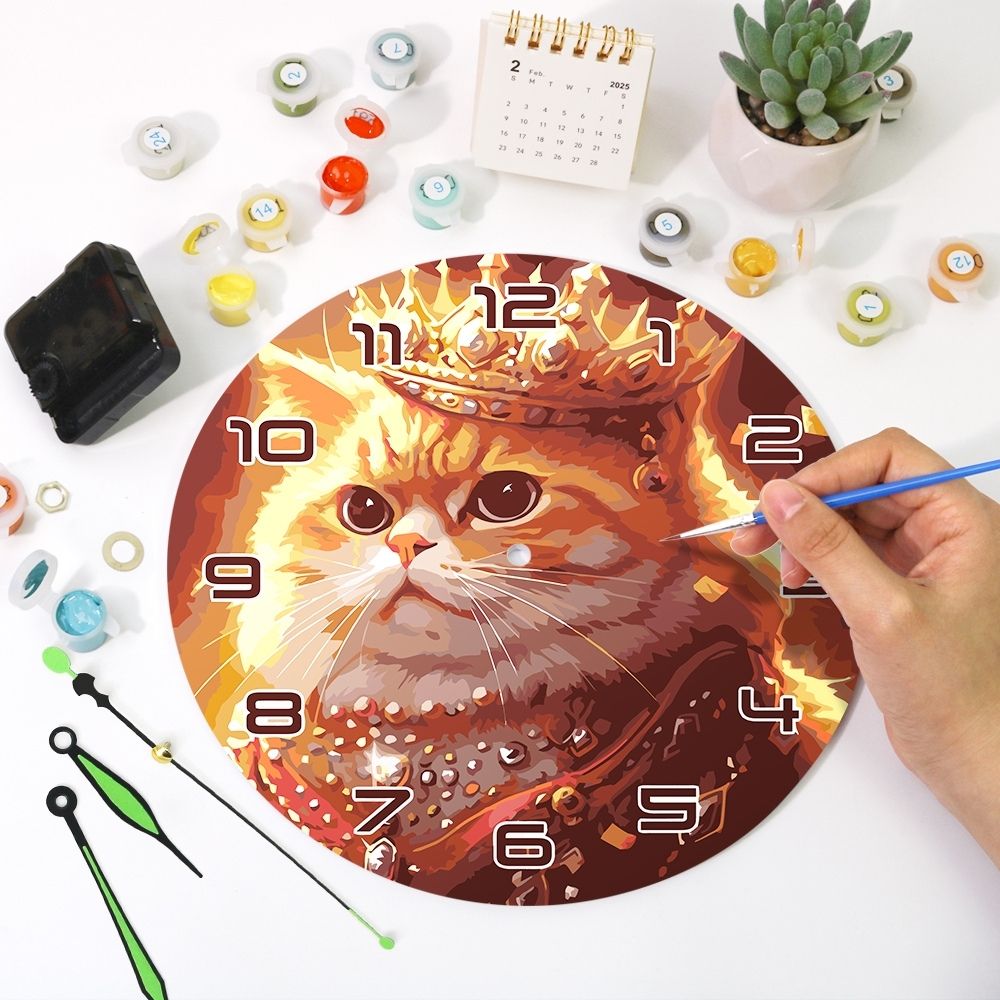 Paint by Numbers Clock - Royal Cat