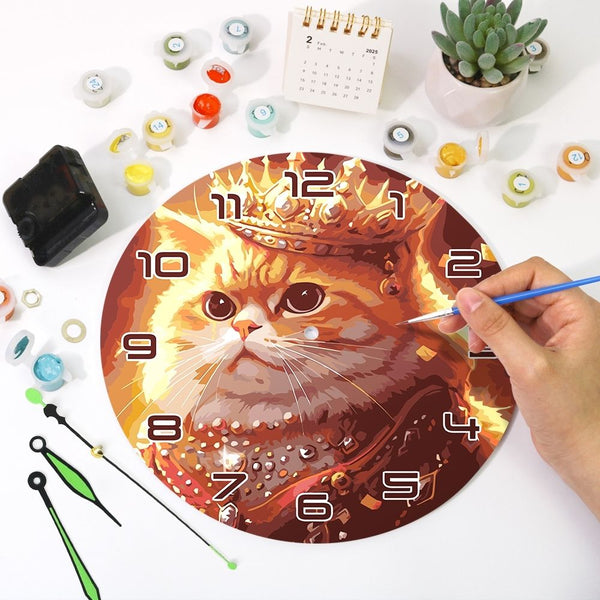 Paint by Numbers Clock - Royal Cat