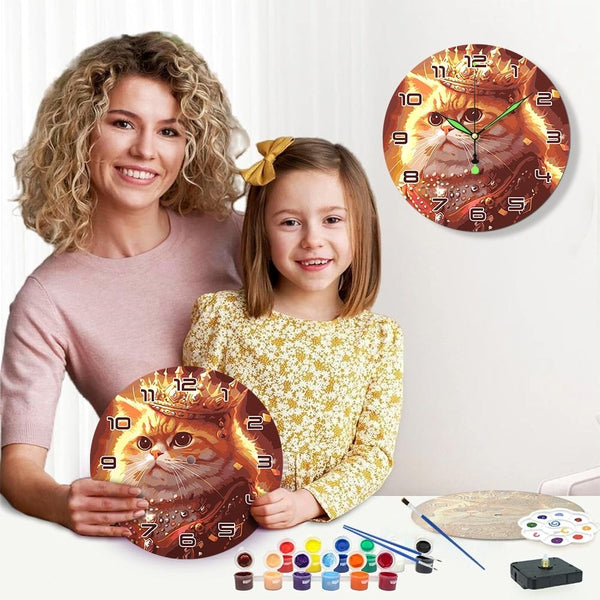 Paint by Numbers Clock - Royal Cat