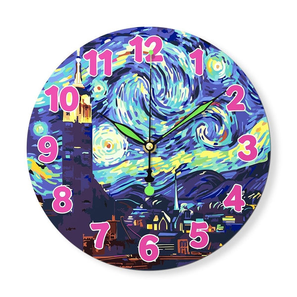 Paint by Numbers Clock - Starry Night