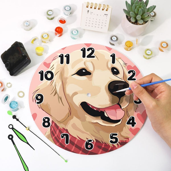 Paint by Numbers Clock - Adorable Dog