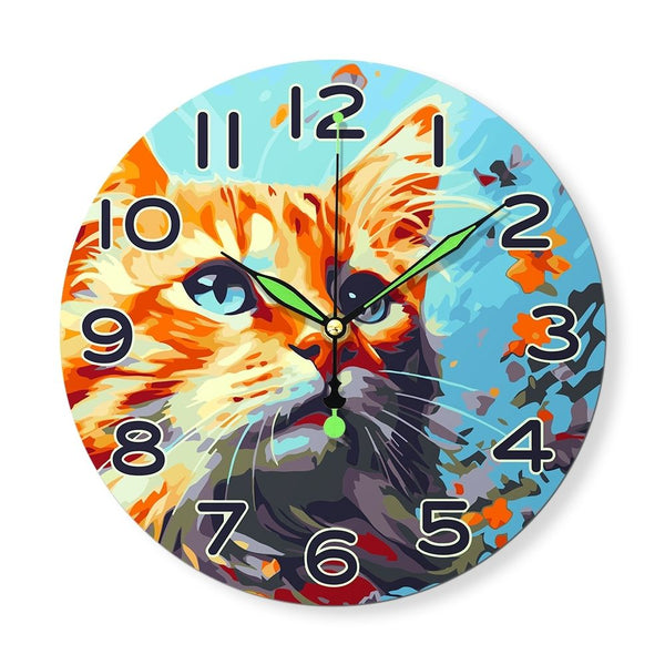 Paint by Numbers Clock - Curious Cat
