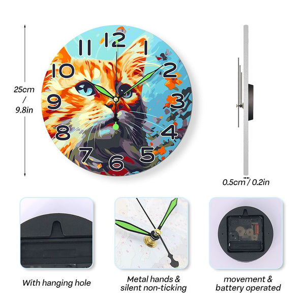 Paint by Numbers Clock - Curious Cat