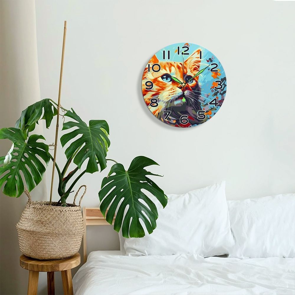 Paint by Numbers Clock - Curious Cat