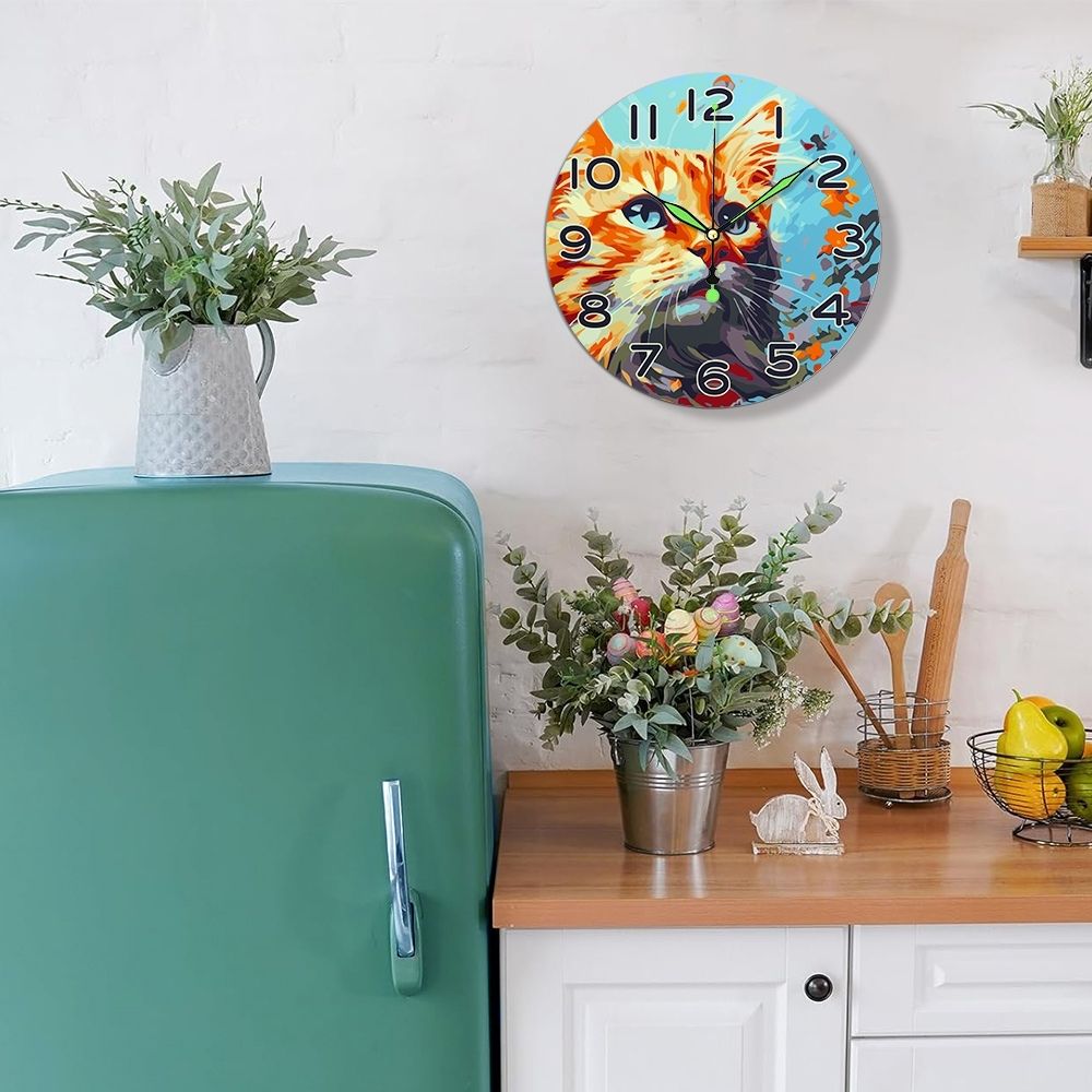 Paint by Numbers Clock - Curious Cat