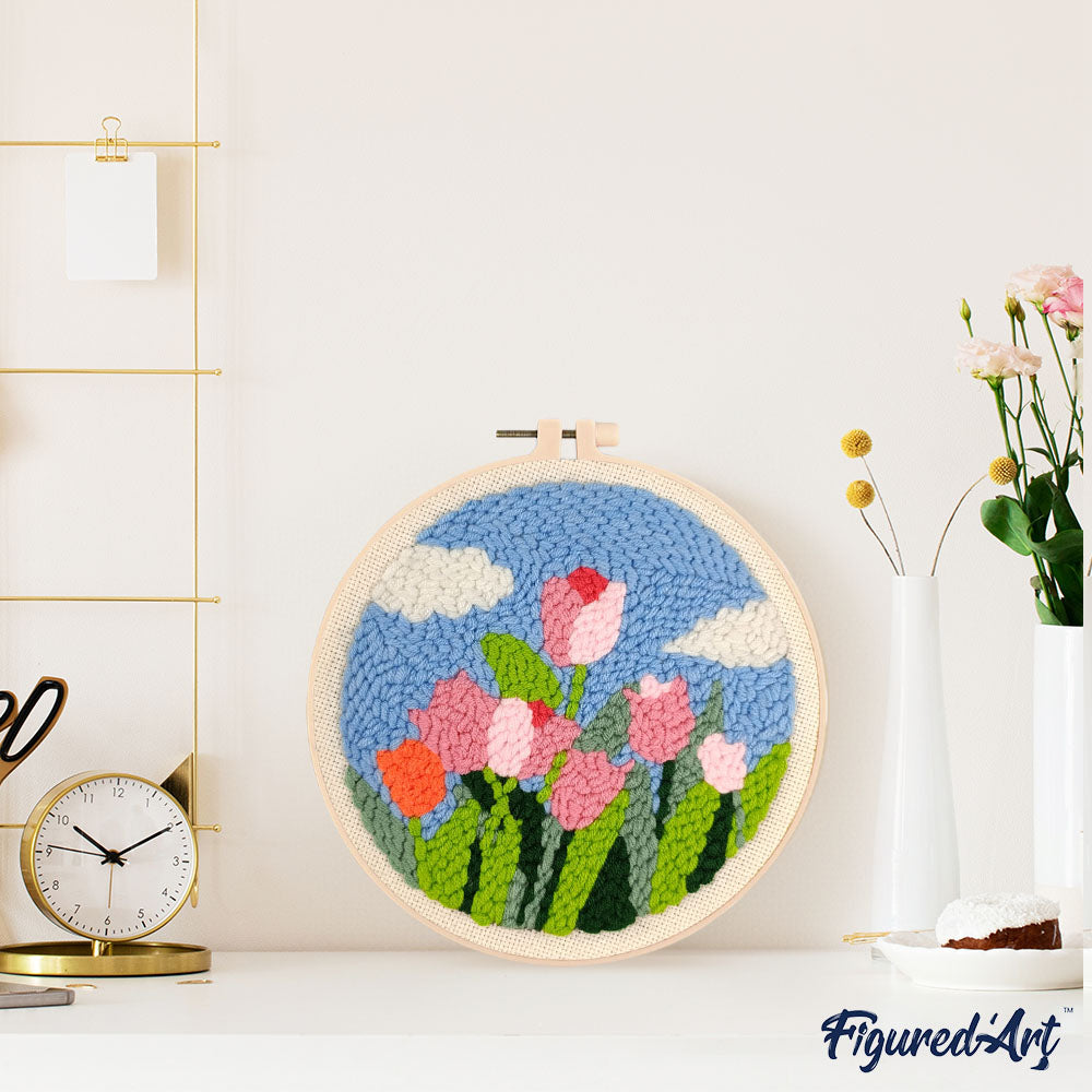 Punch Needle Kit - Tulips and Blue Sky – Figured'Art