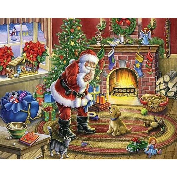 Diamond Painting - Santa Claus and Dog