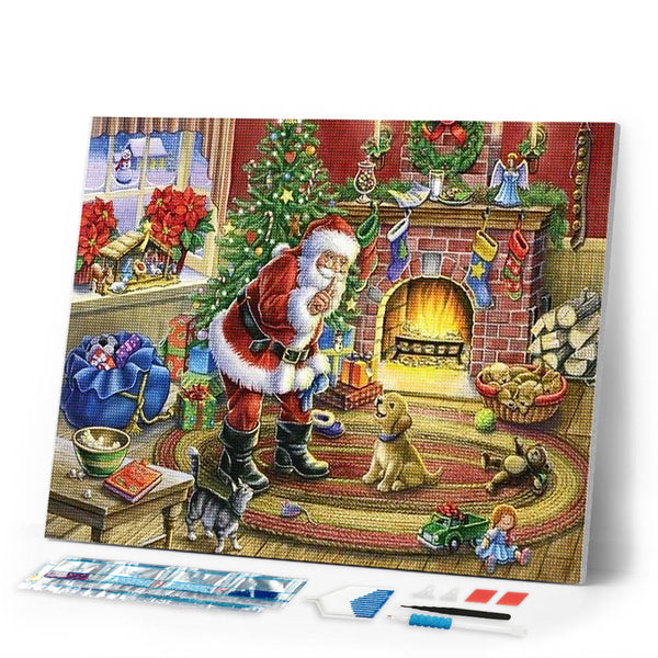 Diamond Painting | Diamond Painting - Santa Claus and Dog | animals christmas Diamond Painting Animals Diamond Painting Religion dogs |