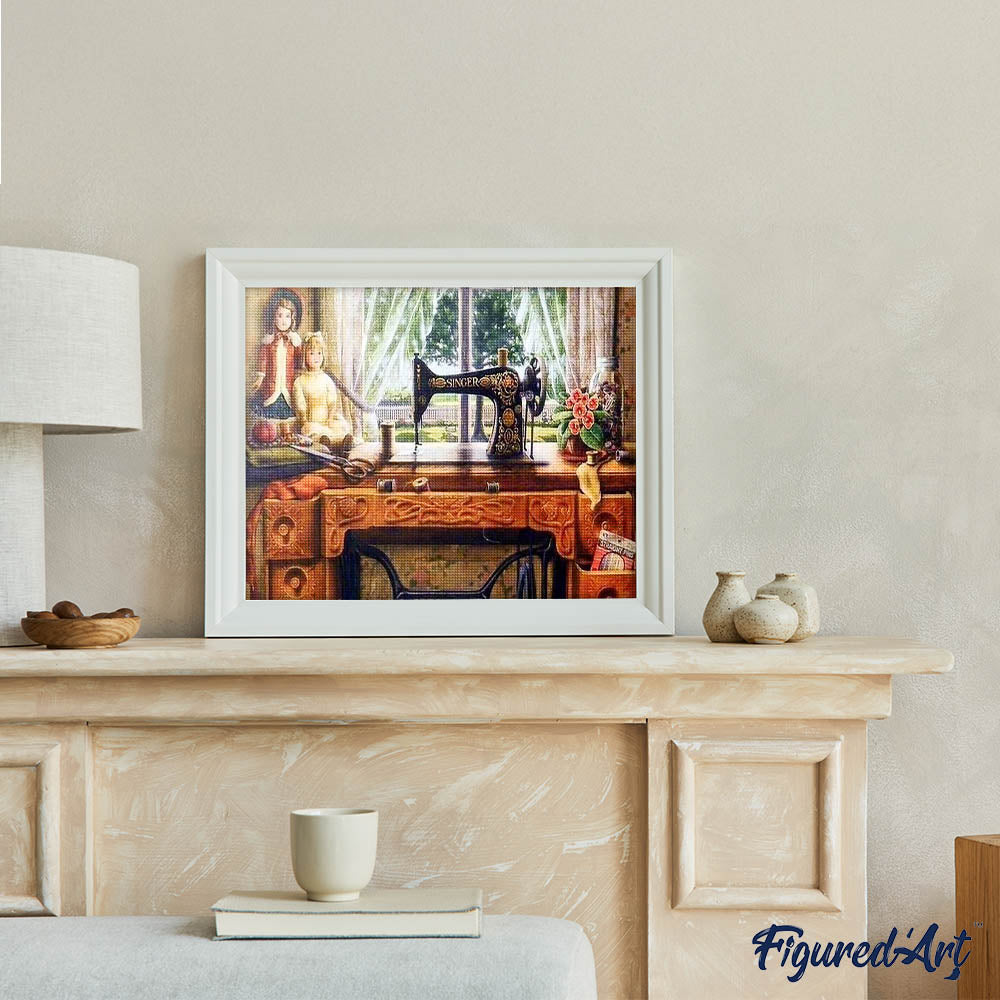 ジギー様　ダイヤモンドアート　オーダー　6-7 Diamond Painting - Sewing Machine – Figured'Art