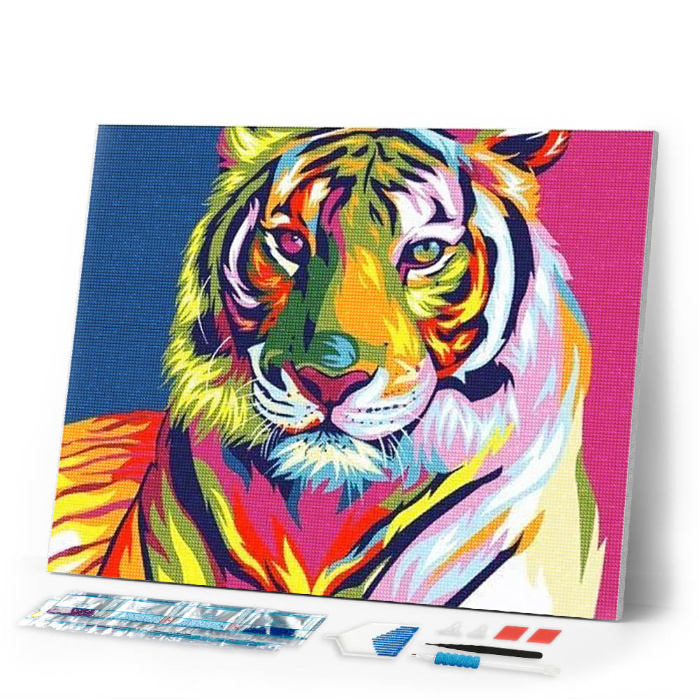 Diamond Painting | Diamond Painting - Tiger colorful | animals Diamond Painting Animals tigers | FiguredArt