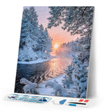 Diamond Painting - River in the middle of the forest in winter