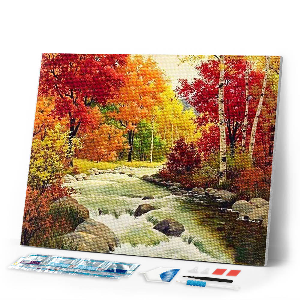 Diamond Painting | Diamond Painting - River in Autumn | Diamond Painting Landscapes landscapes | FiguredArt
