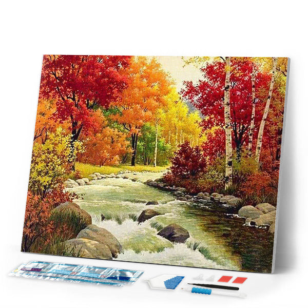Diamond Painting | Diamond Painting - River in Autumn | Diamond Painting Landscapes landscapes | FiguredArt