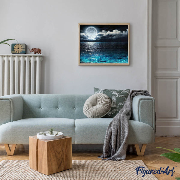 Diamond Painting - Full Moon and Sea Reflection