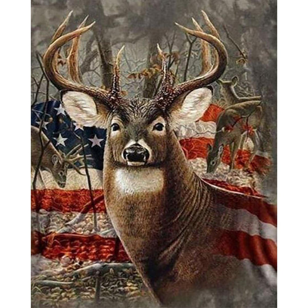 Diamond Painting - Reindeer and American Flag