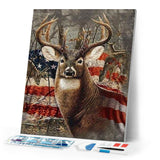 Diamond Painting | Diamond Painting - Reindeer and American Flag | animals deer Diamond Painting Animals | FiguredArt