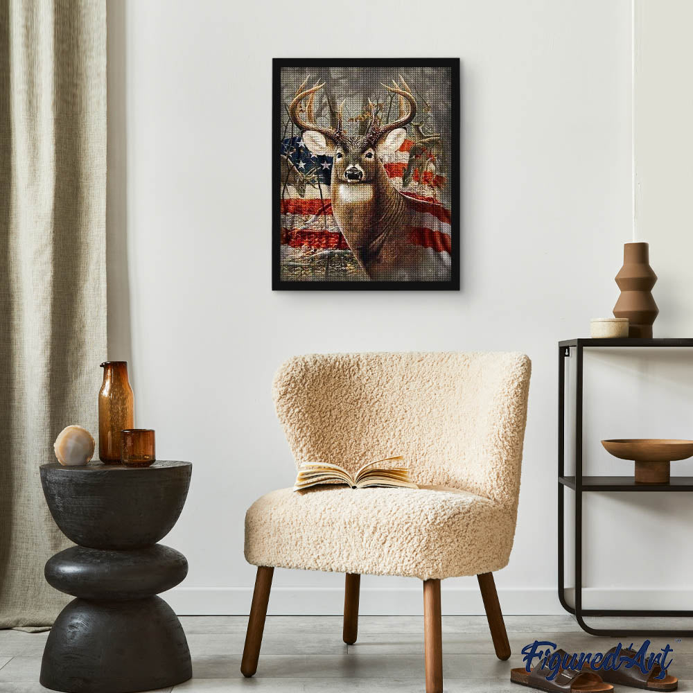Diamond Painting - Reindeer and American Flag