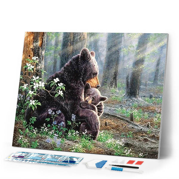 Diamond Painting | Diamond Painting - Bear Family | animals bear Diamond Painting Animals | FiguredArt