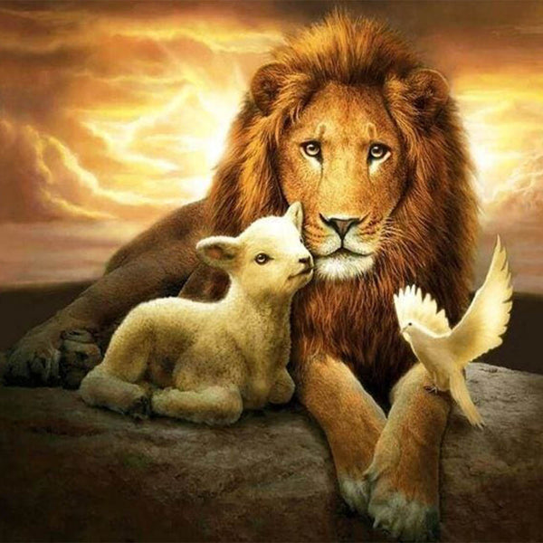 Diamond Painting - Lion, sheep and Bird
