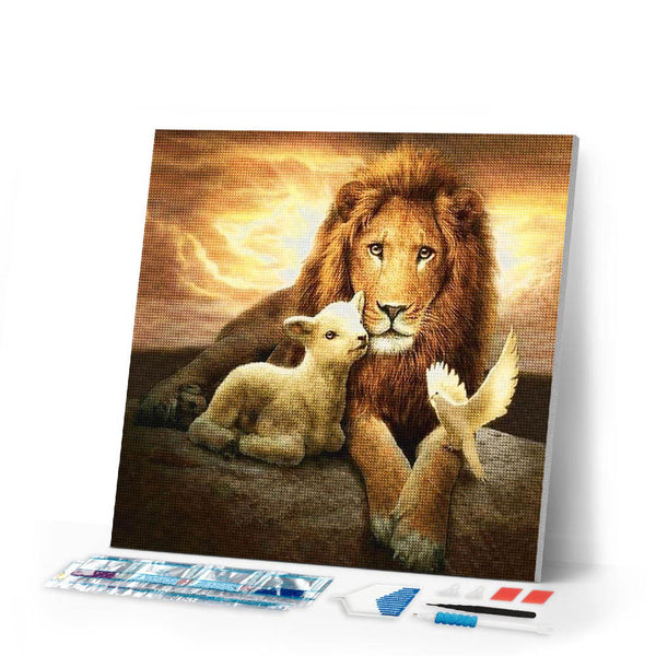 Diamond Painting | Diamond Painting - Lion sheep and Bird | animals birds Diamond Painting Animals lions | FiguredArt