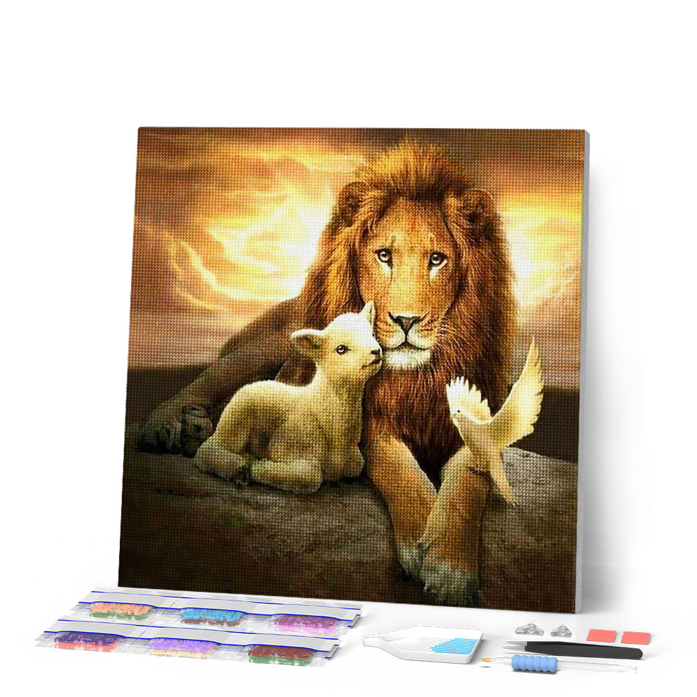 Diamond Painting - Lion, sheep and Bird – Figured'Art