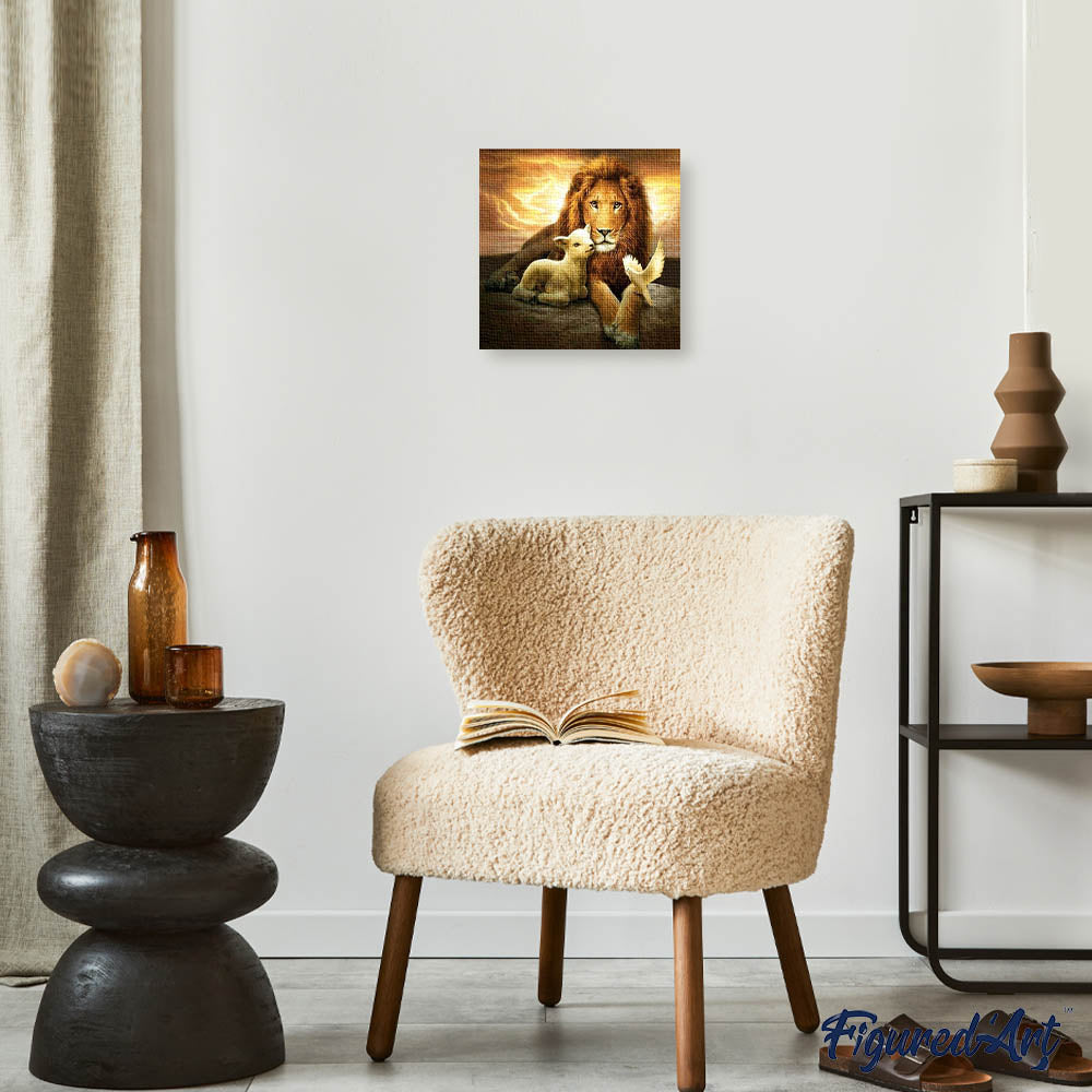 Diamond Painting - Lion, sheep and Bird