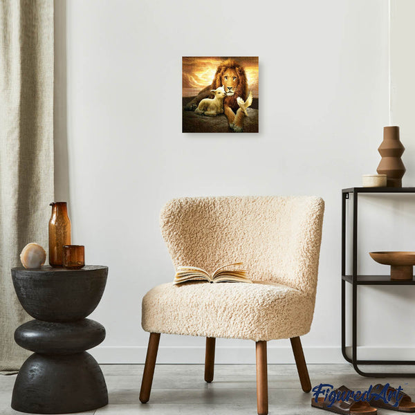 Diamond Painting - Lion, sheep and Bird