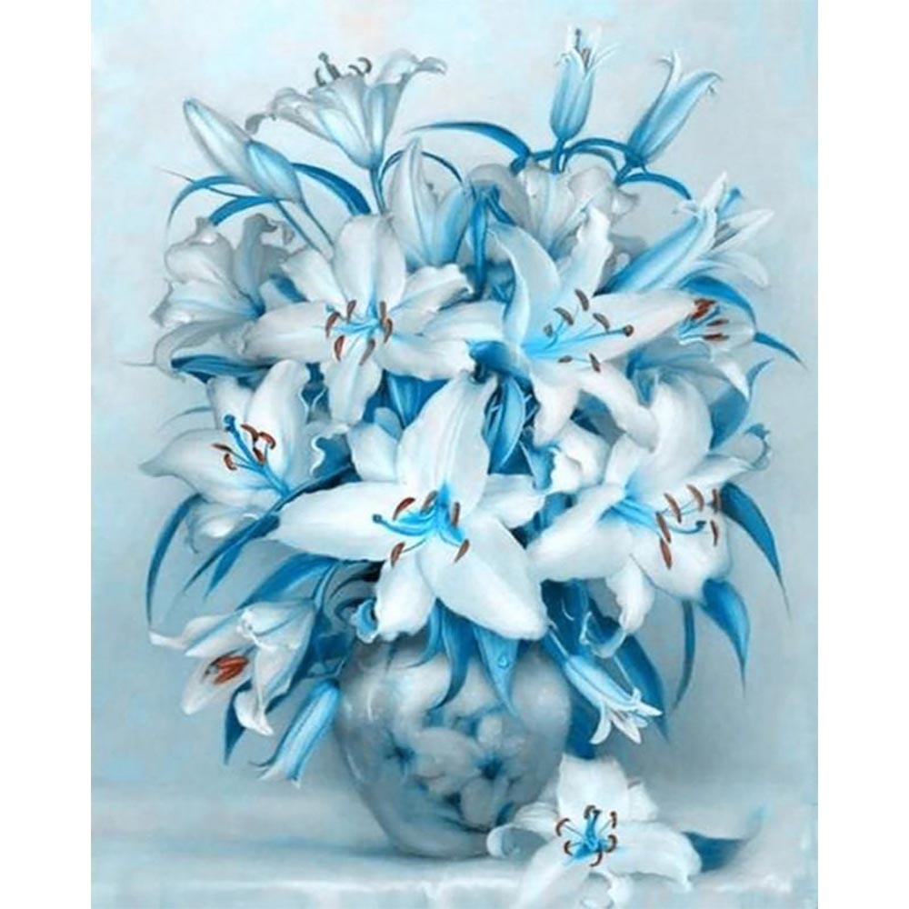 blue and white lily flower Diamond Painting