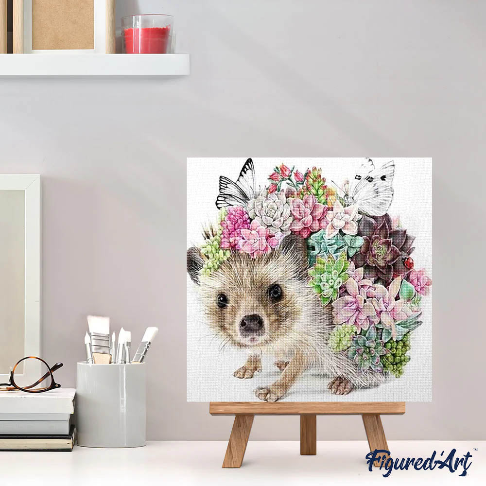 Diamond Painting - Hedgehog and Flowers – Figured'Art US