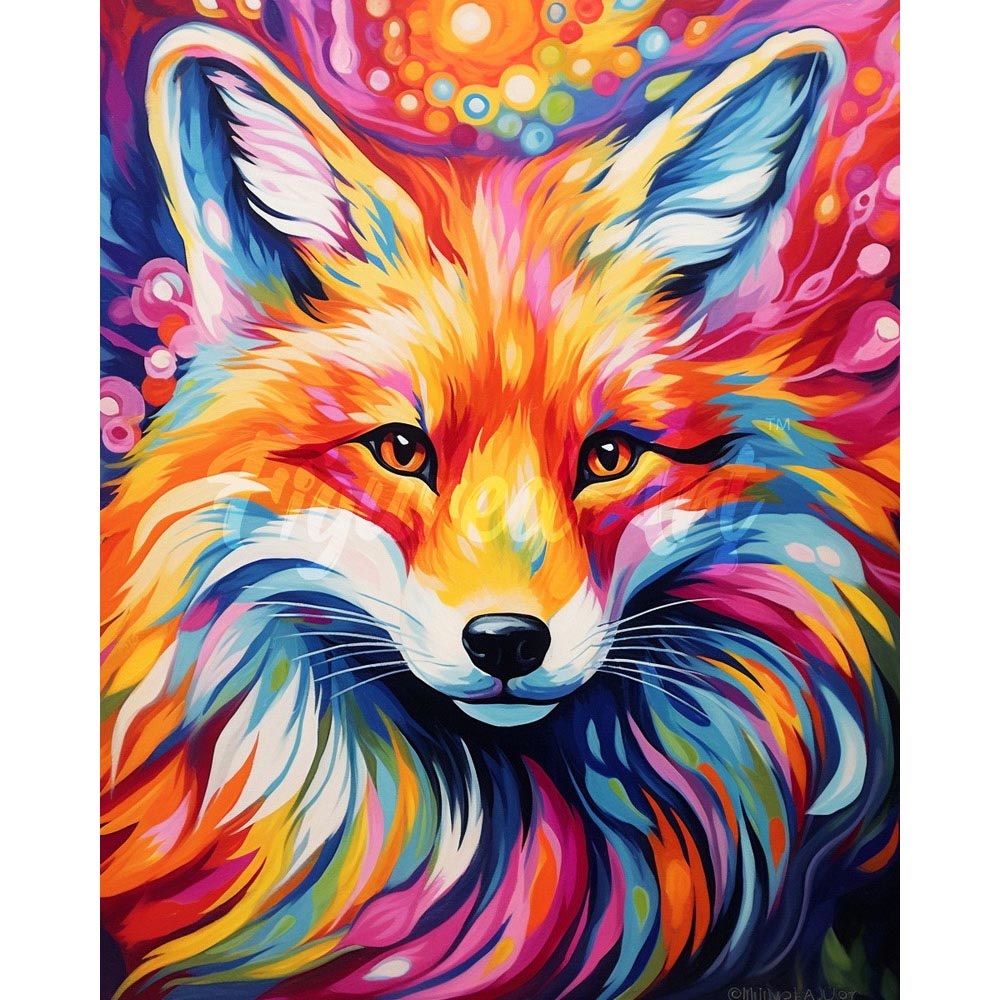 Diamond Painting - Colorful Abstract Fox – Figured'Art
