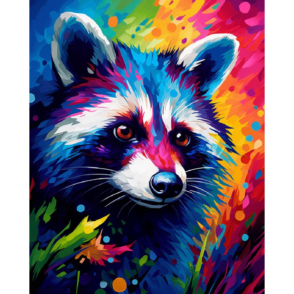 Diamond Painting - Colorful Abstract Raccoon