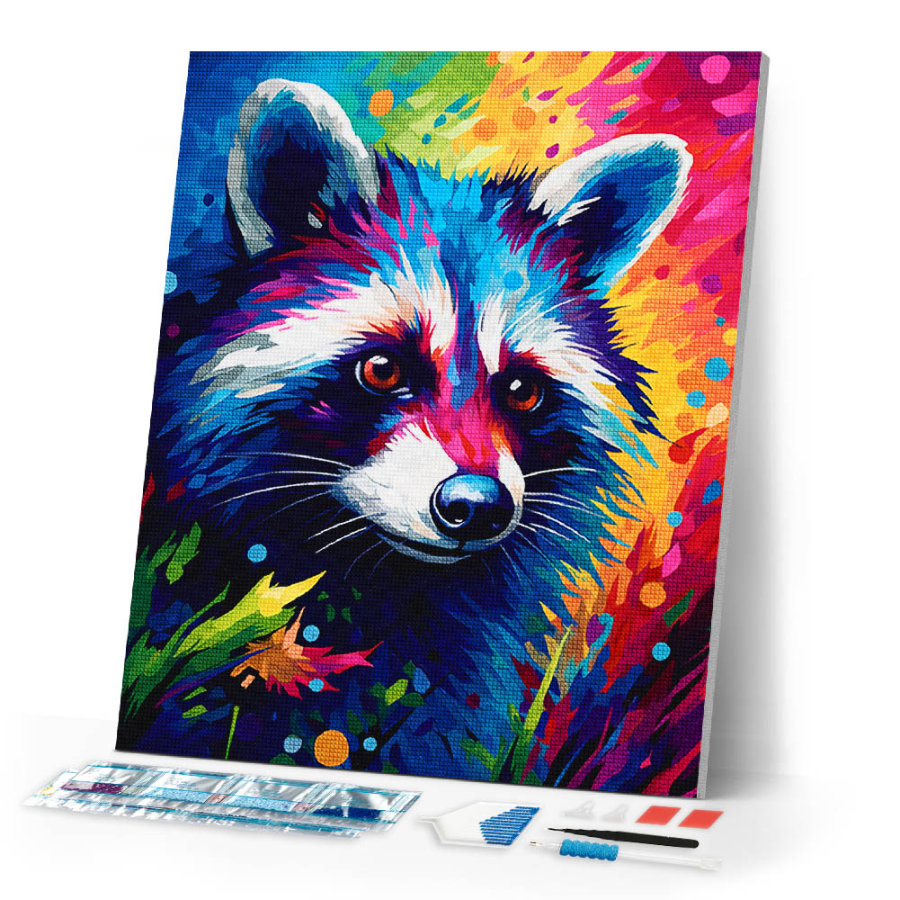 Diamond Painting - Colorful Abstract Raccoon