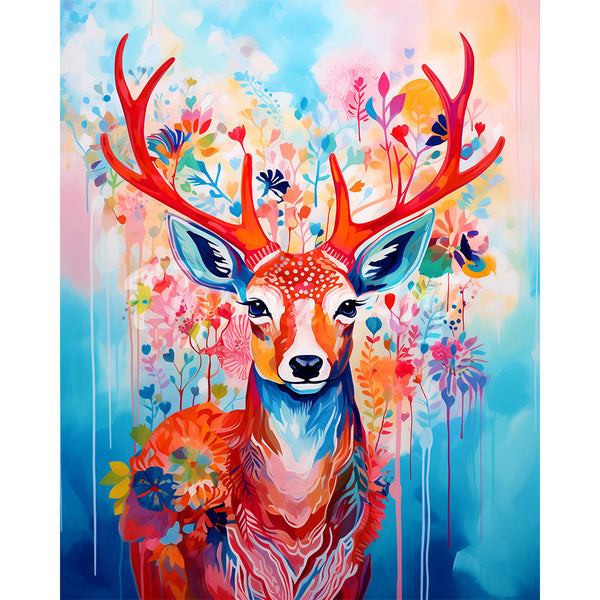 Diamond Painting - Colorful Deer in Bloom