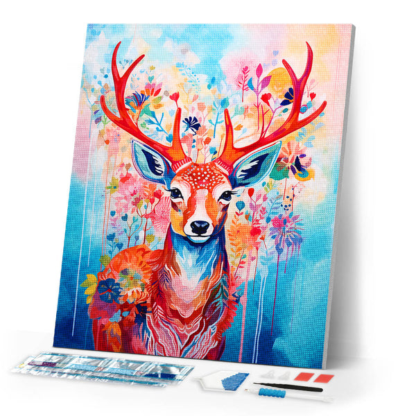 Diamond Painting - Colorful Deer in Bloom