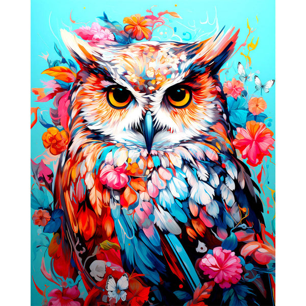 Diamond Painting - Colorful Owl in Bloom