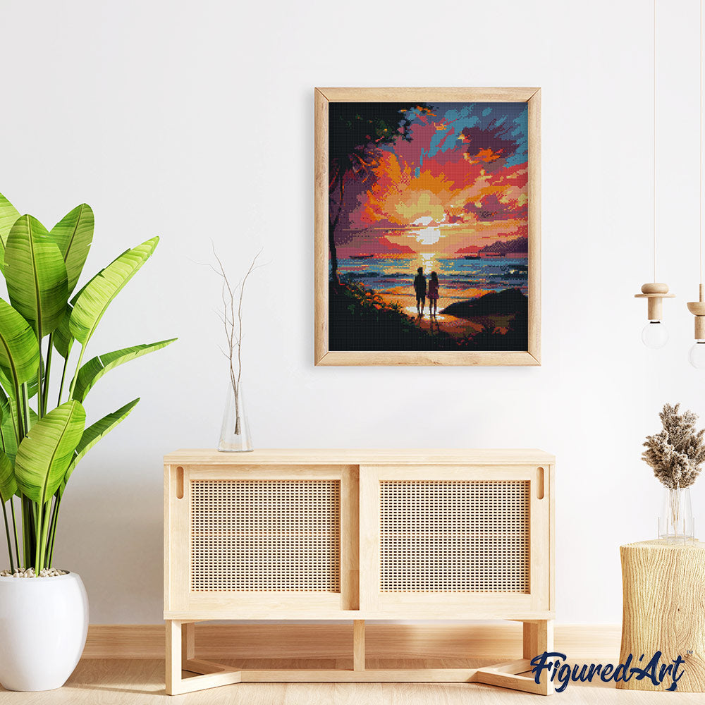Diamond Painting - Couple and Colorful Sunset
