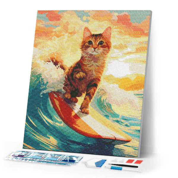Diamond Painting - Surfing Cat