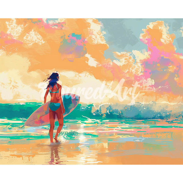 Diamond Painting - Surf Girl at Dawn
