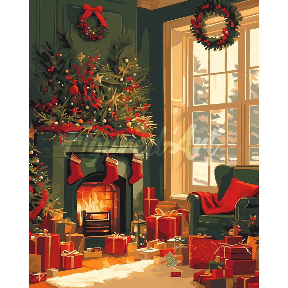 Diamond Painting - Festive Fireplace Scene