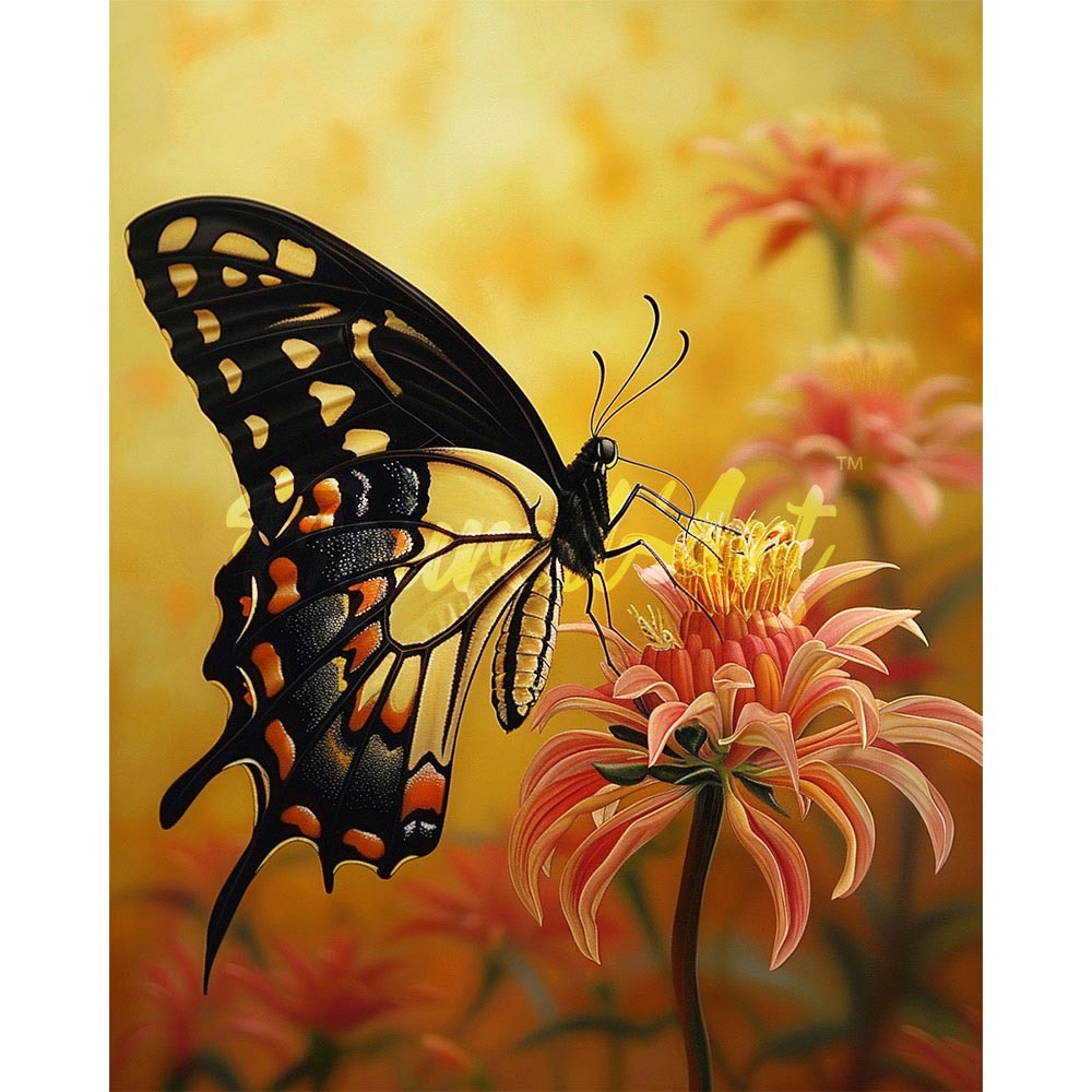 Diamond Painting - Swallowtail and Orange Flowers