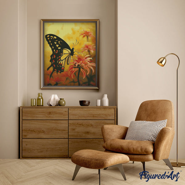 Diamond Painting - Swallowtail and Orange Flowers